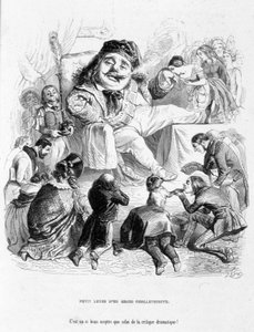 Mocking the power of a dramatic critic. Cartoon In Jérôme Paturot in search of a social position by Louis Reybaud by Grandville