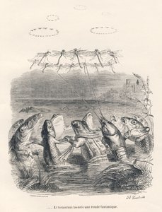 Round Dance of Water Animals and Dragonflies. Illustrated Vignettes by JJ Granville. Engraving Signed Andrew, Best and Leloir in the Section Entitled 