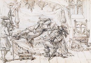 Sleeping Beauty, illustration for fairy tale by Charles Perrault by Grandville