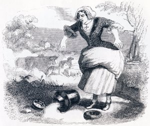 The Dairy Girl and the Milk Jar - Fables by La Fontaine by Grandville