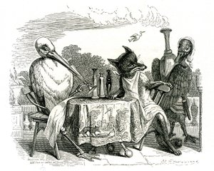 The Fox and the Stork, illustration from 