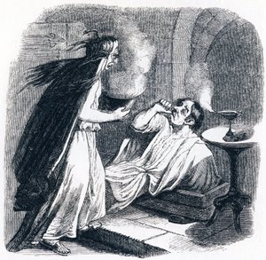 The drunken man and his wife - Fables by La Fontaine by Grandville