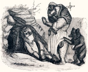 The lioness and the bear - Fables by La Fontaine by Grandville