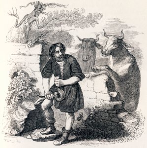 The Man and the Snake - Fables by La Fontaine by Grandville