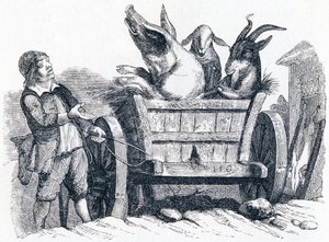 The Pig, the Goat and the Sheep - Fables by La Fontaine by Grandville