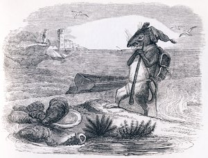 The rat and the oyster - Fables by La Fontaine by Grandville
