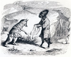 The Sick Lion and the Fox - Fables by La Fontaine by Grandville