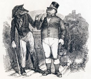 The Wolf and the Dog - Fables by La Fontaine by Grandville