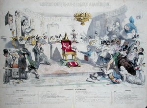 Grande Course au Clocher Academique, Caricature Depicting the Institut de France, 1839