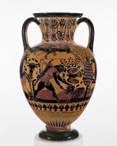 Chalcidian black-figure neck amphora with Odysseus killing a Thracian