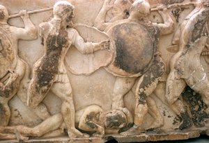 Fight over the Body of Patroclus, Frieze from the Siphnian Treasury, c.525 BC