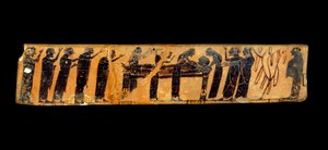 Greek Art: Fragment of a Vase with Black Figures Representing a Funeral Ceremony