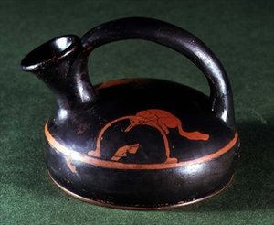 Attic Red-Figure Askos Decorated with a Fox at a Trap by Greek