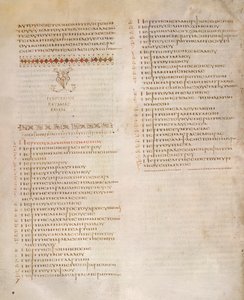 Table of Kephalaia, St. Mark