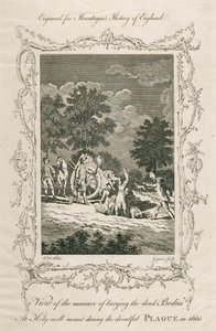 Burying plague victims, Holywell Mount, Shoreditch, London, 1665, late 18th century by Grignion