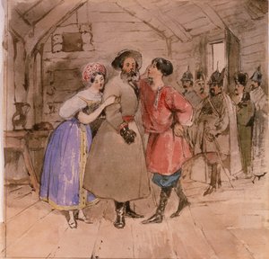 Scene from the Opera A Life for the Tsar Ivan Susanin by M. Glinka, End 1830s