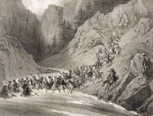 Tcherkersseians on a Raid near the Black Sea, plate 4, from a book on the Caucasus, engraved by Eugene Ciceri and Adolphe Jean-Baptiste Bayot, published by Alfred Leon Lemercier by Grigori Grigorevich Gagarin