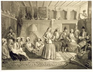 The Rest Room near the Baths at Shemakha, on the Shirvanskaya Steppe, Plate 40 from a Book on the Caucasus, Engraved by Charles Claude Bachelier and Adolphe Bayot, Published by Alfred Leon Lemerci by Grigori Grigorevich Gagarin