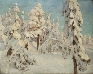 Skiers by Gudmund Stenersen