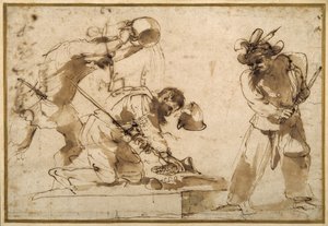 Satirical subject with characters from the Commedia dell