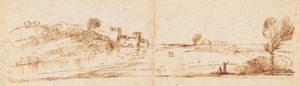 Panoramic Landscape with a River by Guercino
