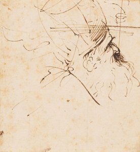 Sketch of a Head of a Cleric with Mitre, Looking Upwards to the Right by Guercino