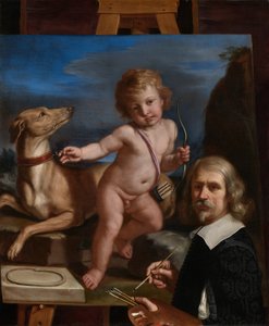 Self-Portrait before a Painting of "Amor Fedele" by Guercino
