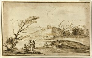 Two Groups of Figures in a Landscape