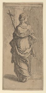 Girl Carrying a Crucifix and Stepping Toward a Pilaster, Seen from Behind by Guido Reni