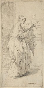 Girl Carrying a Cushion, Seen in Profile Facing Right by Guido Reni