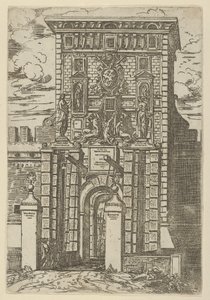 The Porta Galliera, the entrance gate to Bologna and drawbridge with temporary decorations by Guido Reni