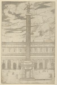 Triumphal Column with Female Figure of Fame Holding a Trumpet at the Top, 1598