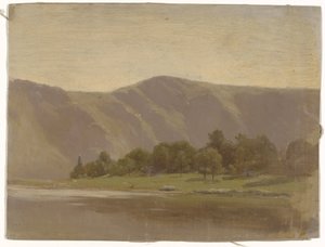 River at the Foot of a Mountain Range