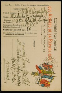 Autograph Postcard to Jean Mollet, Dated 16 September 1915 by Guillaume Apollinaire