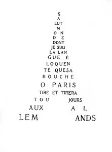 Calligram of the Eiffel Tower by Guillaume Apollinaire