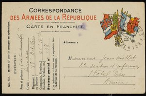 Postcard to Jean Mollet by Guillaume Apollinaire