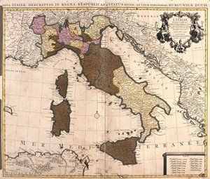 Map of Italy, with Corsica, Sardinia and Sicily by Guillaume Delisle