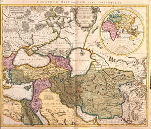 Map of neighboring countries of the Caspian Sea (Russia, Armenia, Persia, Kazakhstan, Turkmenistan) by Guillaume Delisle