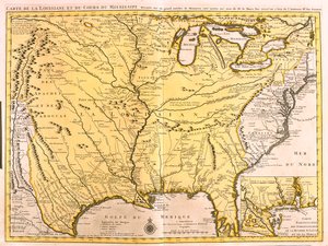 Montana, North Dakota, Minnesota, Wisconsin, Michigan, New York, Wyoming, South Dakota, Nebraska, Iowa, Illinois, Indiana, Ohio, Pennsylvania, Colorado, Kansas, Missouri, Kentucky, West Virginia, Oklahoma, Arkansas, Tennessee, Texas, Louisiana, Mississippi by Guillaume Delisle