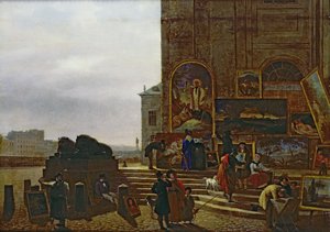 Selling Paintings Outside the Institut de France by Guillaume Frederic Ronmy
