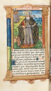 Printed Book of Hours (Use of Rome): fol. 104v, St. Anthony Abbot