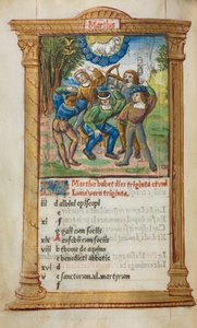 Printed Book of Hours Use of Rome: fol. 4v, March Calendar Illustration, 1510