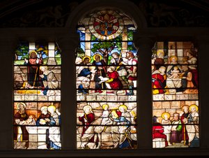 Episode of the Life of Jesus (Stained Glass by William of Marcillat, 1509, Choir of the Basilica Santa Maria del Popolo, Rome) by Guillaume de  Marcillat