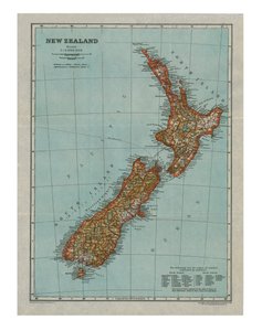Map of New Zealand, c1910