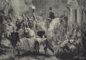 Louis Napoleon visiting the Paris barricades on horseback on the night of 3 December 1851 by Gustav Bartsch