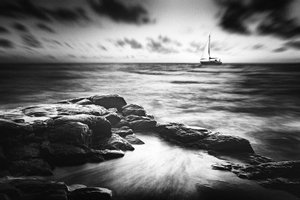 Sailboat Over Rocky Coast by Gustav Davidsson