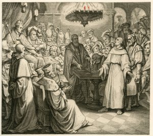 Martin Luther in front of Emperor Charles, with his brother Ferdinand beside him by Gustav Ferdinand Leopold Konig