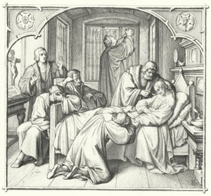 Martin Luther prays at the deathbed of Philip Melanchthon by Gustav Ferdinand Leopold Konig