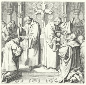 The Holy Communion shown in both Protestant and Catholic forms