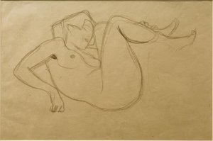Crouching Female Nude with Drawn-Up Thighs (Study)